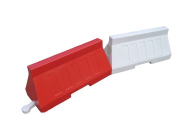Plastové cestné zvodidlo 50 – PE, červená | biela, 500×400×1006 mm